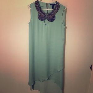 BCBGmaxazria Embellished Neck Hi-Lo Dress